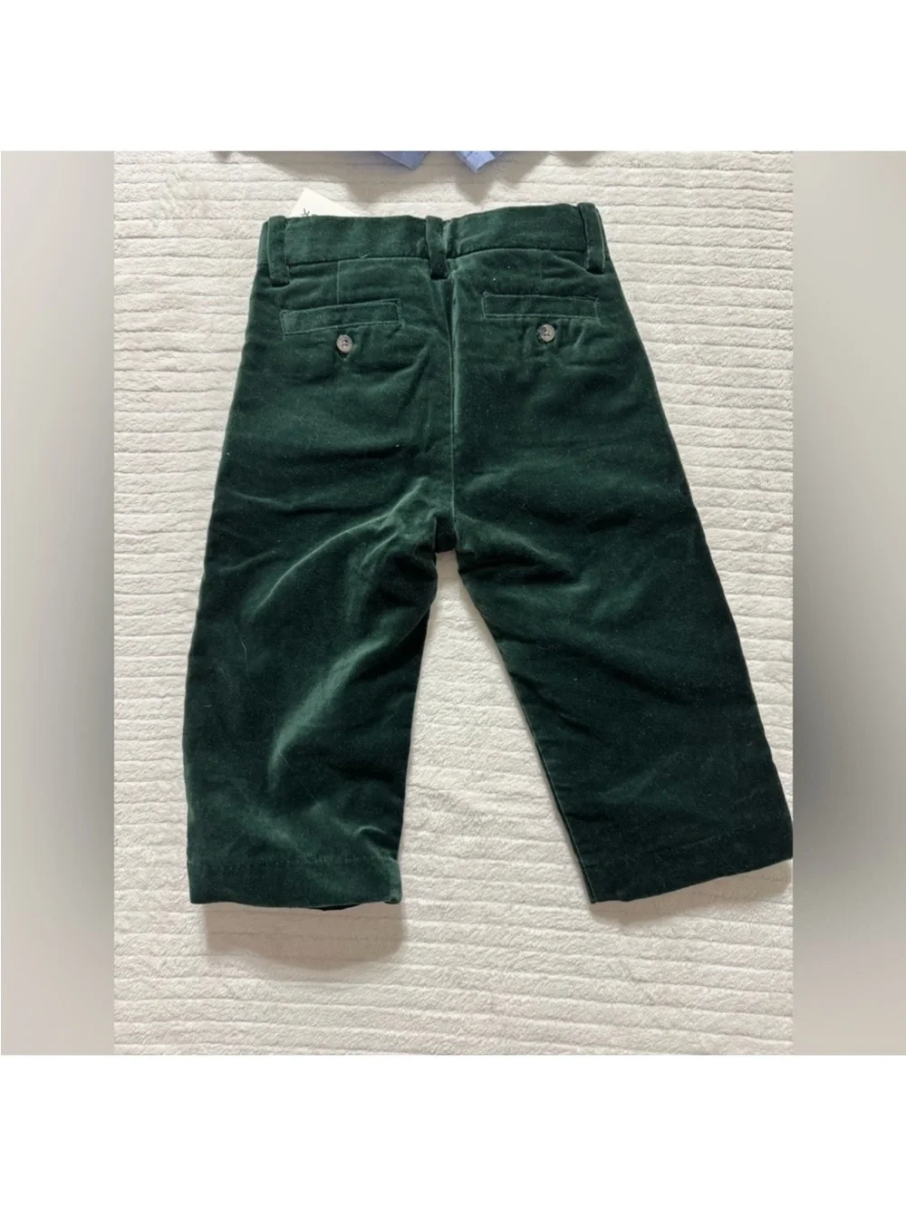 Janie and Jack Green Corduroy Pants with Blue Shorts and Plaid Shirt